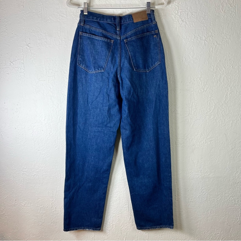 Madewell High Waisted Baggy Straight Jeans in Dark Worn Indigo Wash - Picture 10 of 15